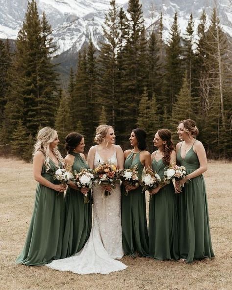 Azazie on Instagram: "⁠⁠A squad in Eucalyptus that will always have your back 😍💚⁠ ⁠ Will you be using Eucalyptus for your wedding? Let us know in the comments below👇⁠ ⁠ ⁠ 📸: @elishyamariephoto⁠ 👰: @doralily20⁠ #azazie #bridesmaiddresses⁠ ⁠ Tap link in bio to shop Eucalyptus styles!" Bridesmaid Dress Satin, Eucalyptus Bridesmaid Dress, Eucalyptus Bridesmaid, September Wedding Colors, Bridesmaid Dresses Satin, Madison Wedding, Bridesmaid Dresses Boho, Green Themed Wedding, Wedding Party Outfits