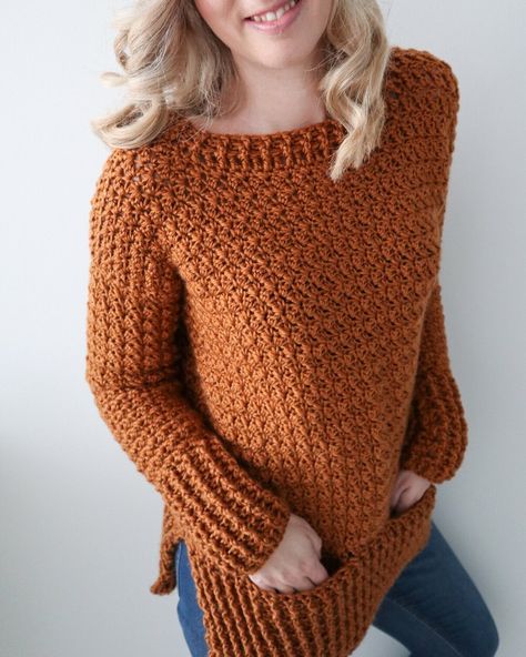 I am so excited to present the Cannelle Sweater to you -it is my latest collaboration with Furls Crochet and you’ll find this free crochet pattern on their blog. I pitched the idea for this sweater way back and was so happy to hear it got selected. It is always so exciting to be able to take a design from the drawing board and bring it back to life. This post may contain affiliate links. Read more in our disclosure policy. Cozying up by the fireThinking about fall the first thing that come Crochet Sweater With Pockets, Crochet Cashmere Sweater Pattern, Crochet Jumper Oversized, Womens Crocheted Sweaters, Free Crochet Pattern Sweaters, Raglan Sweater Crochet Pattern Free, Women Crochet Sweater, Lightweight Crochet Sweater Pattern, Free Crochet Patterns For Sweaters