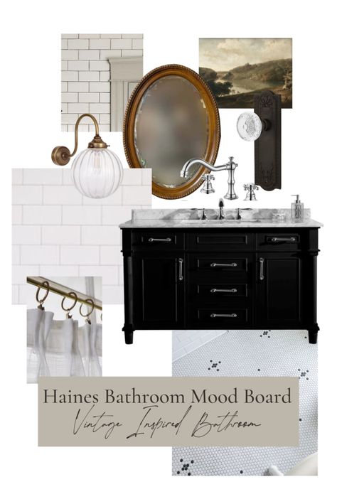 Home Moodboard, Bathroom Moodboard, Bathroom Mood Board, Vintage Inspired Bathroom, Old Design, Old Home, Design Bathroom, Main Bathroom, Texas Homes