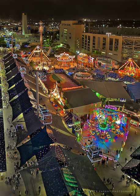 Birds eye view of the midway and Cotton Bowl, Texas State Fair Texas Fair, Texas State Fair, Fair Rides, Only In Texas, Texas Places, Texas Girl, Loving Texas, Texas State, Dallas Texas