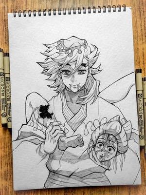 Douma Drawing Sketch, Doma Sketch, Douma Sketch, Douma Drawing, Cute Pictures To Draw, Baruto Manga, Anime Canvas Art, Colorful Rangoli Designs, Demon King Anime