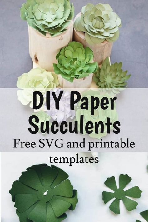 free succulent svg files for cricut, 3d succulent svg, paper succulent template Succulent Template, Succulent Svg, Foamiran Flowers, Paper Succulents, Vinyle Cricut, Neli Quilling, Flower Hanging, Summer Foods, Fleurs Diy