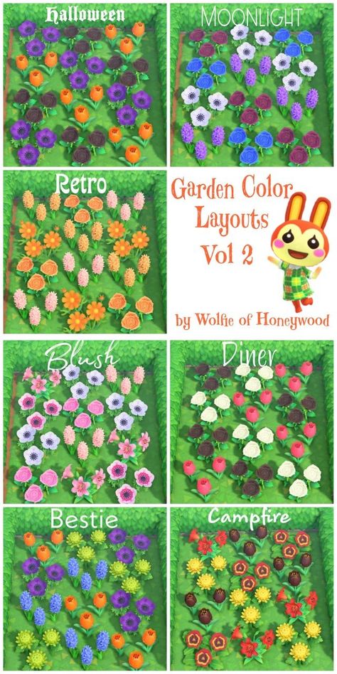 Best ACNH Garden Design Ideas & Tips - Animal Crossing New Horizons Garden Flower Color Layouts Animal Crossing 3ds, Ac New Leaf, Animals Crossing, Animal Crossing Guide, Animal Crossing Qr Codes Clothes, Animal Crossing Wild World, Qr Codes Animal Crossing, Animal Crossing Villagers, Flower Guide