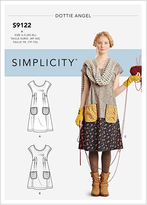 Tunic Tops Pattern, Granny Dress, Dottie Angel, Angel Dress, Boho Chic Dress, Cap Sleeve Dress, Granny Chic, Tunic Pattern, Simplicity Sewing