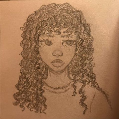 Drawing Hairstyles Curly, My Art Style Sketch, Black Afro Drawing, Cute Drawings People Easy, Art Sketches Curly Hair, Curly Hair Pencil Drawing, Drawing Ideas Curly Hair, Sketches Curly Hair, Drawing Inspo Cute