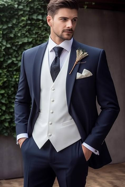 Blue Long Sleeve Tuxedo For Wedding, Blue Single Breasted Tuxedo For Wedding, Blue Single-breasted Tuxedo For Wedding, Single Breasted Long-sleeved Three-piece Suit For Wedding, Three-piece Tuxedo Suit For Wedding, Wedding Three-piece Tuxedo Style Suit, Three-piece Single Breasted Tuxedo Suit For Wedding, Wedding Three-piece Suit, Wedding Three-piece Single Breasted Tuxedo Suit