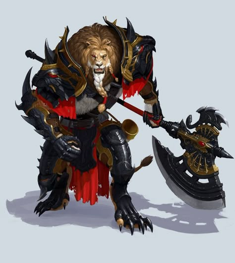 Lion Warrior, Fantasy Races, Dungeons And Dragons Characters, Jin Woo, Medical Office, Dungeons And Dragons Homebrew, Fantasy Monster, Lion Art, Art Brut