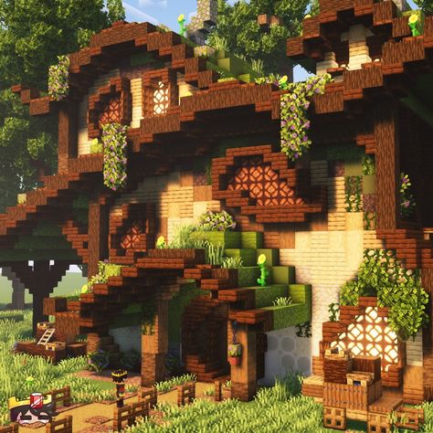 Overgrown Wooden House ========================== A friend of mine quickly drew a house and I tried to build it on minecraft! 𝙁𝙤𝙧 𝙢𝙤𝙧𝙚… | Instagram Minecraft Village Ideas Layout Design, Cute Spawn Area Minecraft, Overgrown Wooden House Minecraft, Storage Area Minecraft, Minecraft Storage Building Ideas, Overgrown Minecraft Builds, Aesthetic Minecraft Cottage, Minecraft Cottage Core House, Cottage Core Minecraft Builds