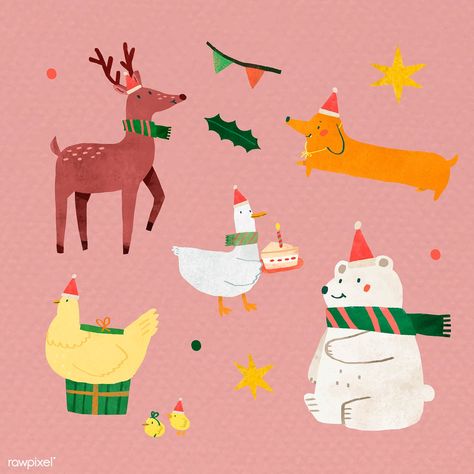 Cute Christmas Animals, Horse Doodle, Animals Doodle, Cute Christmas Presents, How To Draw Santa, Tree Doodle, Holiday Symbols, Doodle Background, Frog Wallpaper