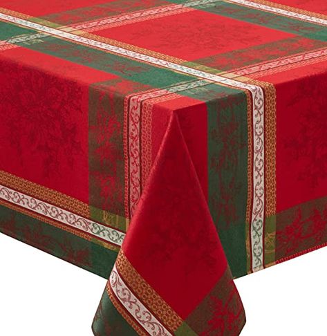 Benson Mills Holiday Legacy Yarn Dyed Tablecloth (Multi, 60" X 84" Rectangular) Oblong Tablecloth, Damask Tablecloth, Winter And Christmas, Christmas Dinner Table, Christmas Tablecloth, Holiday Table Settings, Floral Tablecloth, Tablecloth Fabric, Christmas Table Cloth