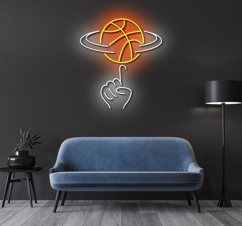 Basketball Led Sign, Basketball Neon Sign, Wall Decor, Neon Sign, Custom Neon Sign, Home Decor, Best Gifts, Basketball Led Lights Basketball Neon Sign Let us light up your life with quality LED neon signs for home, business, weddings, events, & more. Take a business logo, song lyrics, a kid's name, or even the shape of your dog, & neon-ify it! We are helping make art accessible with easy-to-design, stylish neon lights. Get creative and design your own neon sign. Your name, motto you live by, you Wall Decor Neon Sign, Neon Sign Home Decor, Basketball Room, Basketball Decorations, Basketball Wall Art, Neon Sign Wall, Basketball Wall, Vintage Neon Signs, Sign Wall Decor