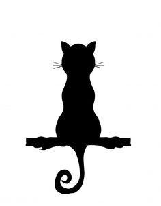 Back view of cat in black silhouette sitting on tree branch clipart Cat On Tree Drawing, Cat Sitting Back View, Silhouette Cats, Cat Silhouette Art, Tattoo Gato, Branch Drawing, Simple Cat Drawing, Cat Template, Cat Outline