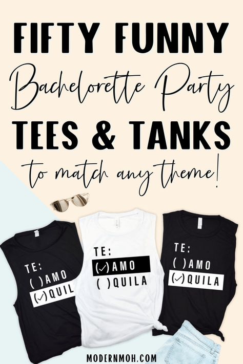 50 Bachelorette Party Shirts and Tanks for Every Squad Maid Of Honor Responsibilities, Moh Speech, Weekend Funny, Bridal Shower Games Prizes, Bachelorette Party Shirts Funny, Unique Sayings, Bachelorette Party Tshirts, Wine Bachelorette Party, Bachelorette Party Tees