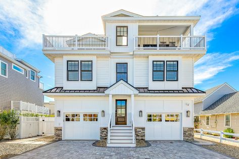 NEW 4 BR Oceanside with Heated POOL | Haven Beach Rental Beach House With Rooftop Deck, Over Garage Addition, Guest Bunk Beds, Balcony Over Garage, Beach House Balcony, Beach House Deck, Pool Rooftop, Beach Rental, Garage Addition