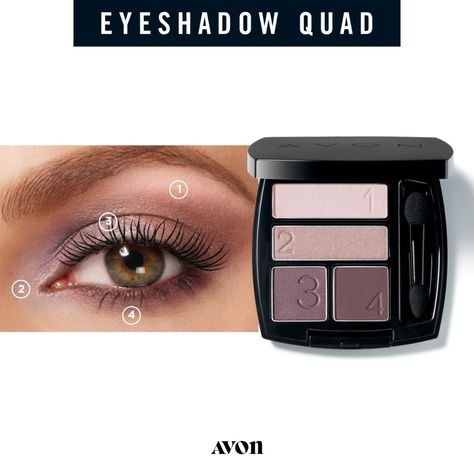 Avon Eyeshadow, Eyeshadow Quad, Avon True, Avon Beauty, Perfect Complexion, Avon Makeup, Avon Products, Color Eyeshadow, Makijaż Smokey Eye