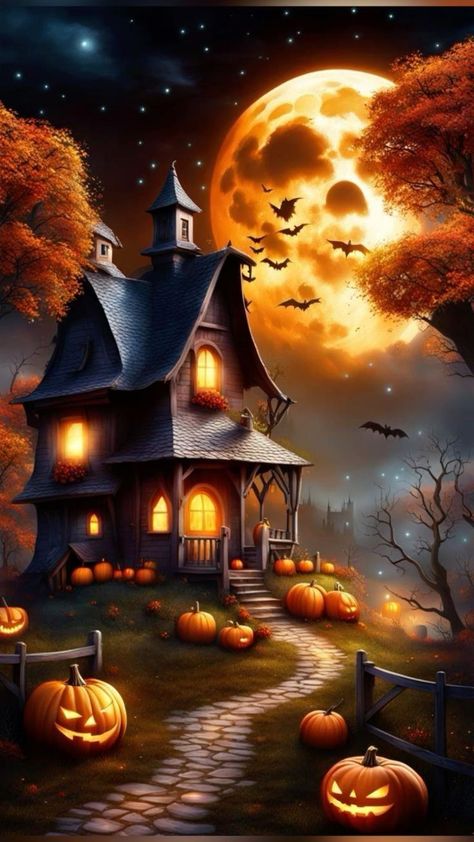 Halloween Aesthetic Lockscreen, Haunted House Wallpaper, Full Moon Halloween, Horror Vibes, Aesthetic Lockscreen Wallpaper, Halloween Live Wallpaper, Spooky Halloween Pictures, Halloween Aesthetics, Spooky Haunted House