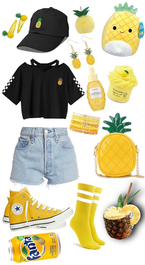 Food Inspired Outfits, Sunshine Core, Fruit Outfits, Fruit Outfit, Pineapple Outfit, Watermelon Outfit, Foodie Outfit, Pineapple Clothes, Mood Clothes