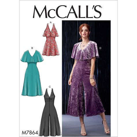 Misses and Miss Petite Dresses and Jumpsuits McCalls Sewing Pattern 7864. Jumpsuit Patterns, Mccalls Dress, Jumpsuit Pattern Sewing, Halter Dress Summer, Sewing Clothing, Dress Neck, Clothing Diy, Jumpsuit Pattern, Mccalls Sewing Patterns