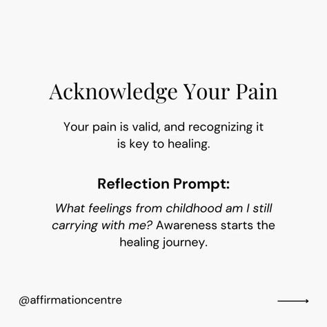 Carrying the weight of past pain is something many of us experience. Childhood wounds can leave deep marks, subtly influencing our relationships, sense of self, and worldview. Yet, healing is possible. Healing begins in moments of quiet reflection and with a commitment to compassion—both for ourselves and others. It’s about recognizing our shared struggles and creating space to soothe old wounds. As we allow ourselves to heal, we open the door to inner peace and emotional freedom. If this... Childhood Wounds, Healing Journaling, Healing Affirmations, Emotional Freedom, Inner Child Healing, Sense Of Self, Emotional Wellbeing, Open The Door, Affirmation Cards