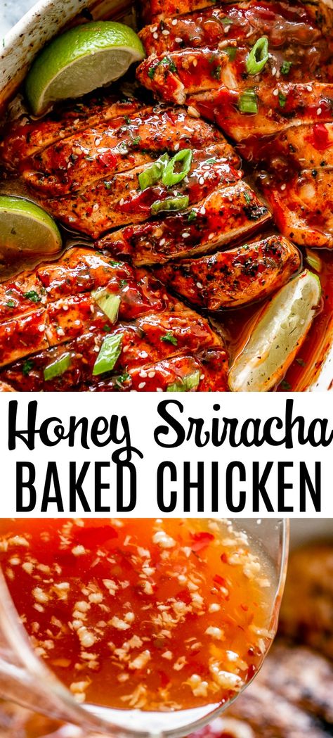 Spicy Oven Baked Chicken, Sriracha Recipes, Baked Chicken Breasts, Honey Sriracha Chicken, Sriracha Chicken, Oven Baked Chicken Breasts, Spicy Chicken Recipes, Oven Baked Chicken, Baked Chicken Breast