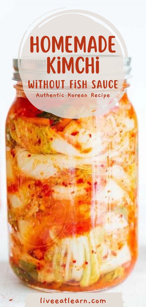 Learn how to make homemade kimchi without fish sauce. This authentic Korean recipe for fermented kimchi is vegan, spicy, umami, sour and perfect for adding zing to everything from fried rice to tacos! Kimchi is also incredibly healthy! It is packed with probiotics, which help promote a healthy gut microbiome. Fermented Vegetables Recipes, Kimchi Recipes, Fermenting Vegetables, Homemade Kimchi, Make Kimchi, Fermented Food Recipes, Fermented Recipes, Fermented Kimchi, Vegan Kimchi