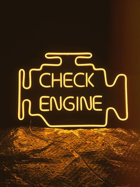 Check Engine LED Neon Sign | Car Check Engine Light Sign | Auto Shop Signage | Gift For Dad | Gifts for car guys Decorate A Wall, Neon Car, Loft Office, Shop Signage, Auto Shop, Check Engine Light, Light Sign, Car Guys, Car Shop