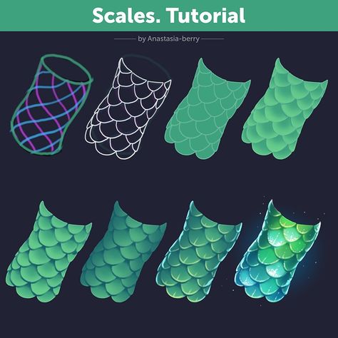 Scales. Tutorial | Patreon Armor Coloring Tutorial, How To Draw Scales Dragon, Scale Drawing Tutorial, How To Draw Dragon Scales, How To Paint Scales, How To Draw Snake Scales, Fish Scales Drawing, Dragon Scales Drawing, How To Draw A Dragon