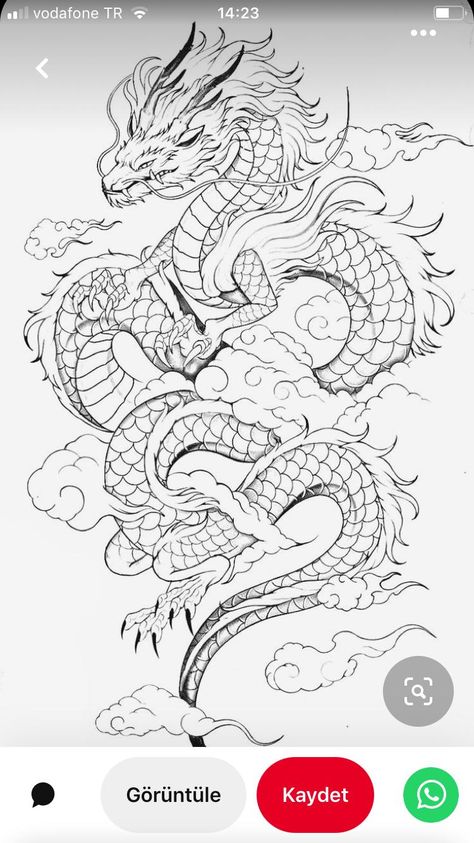 Japanese Dragon Drawing, Tattoo Coloring Book, Tattoos Inspo, Drawing Time, Cloud Tattoo, Japanese Dragon, Dragon Drawing, Dragon Design, Chinese Dragon