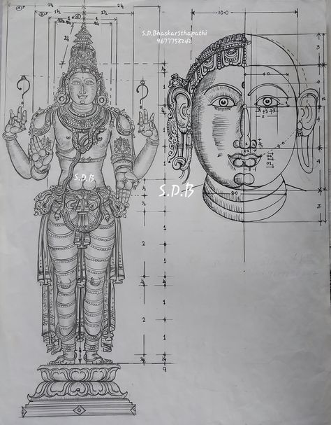 Shilpashastra Drawing, Shilpa Shastra, Temple Drawing, Indian Traditional Paintings, Ancient Drawings, Indian Temple Architecture, Kerala Mural Painting, Buddha Wall Art, Nature Art Drawings