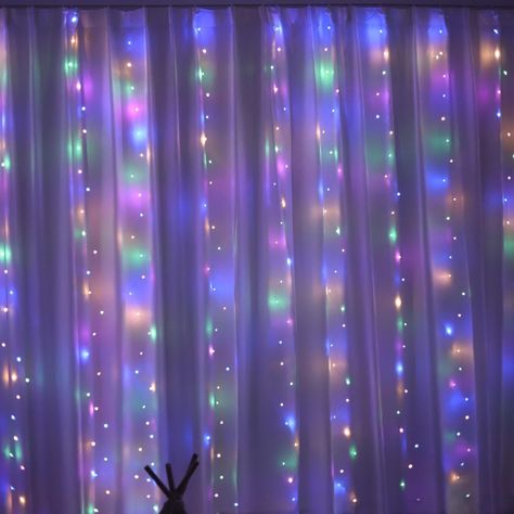 Hanging Twinkle Lights, Party Decor Backdrop, Lavender Curtains, Lilac Nursery, Decor Backdrop, Led Curtain Lights, Led Curtain, Lights For Bedroom, Curtain String Lights