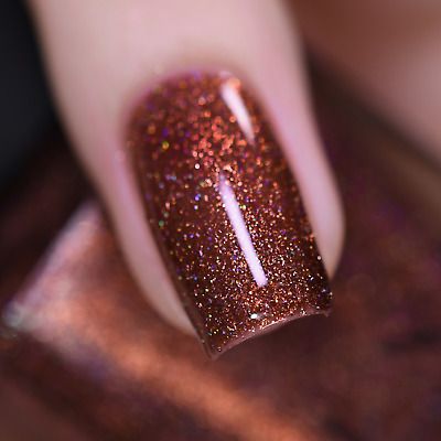 Burnt Orange Glitter Nails, Eerie Forest, Pet Poems, Ilnp Nail Polish, Fall Nail Polish, Fall Tones, Nail Shimmer, Holographic Nail Polish, Polish Ideas