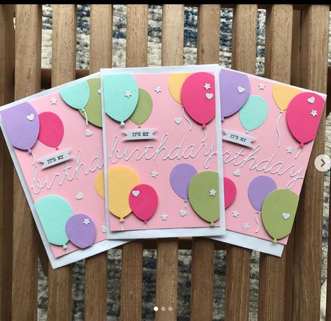 Cards With Balloons, Greeting Cards Handmade Birthday, Balloon Cards, Balloon Card, Creative Birthday Cards, Card Design Handmade, Bday Cards, Birthday Card Design, Spellbinders Cards