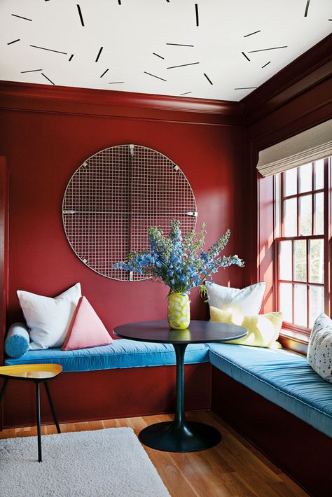 Inside an Artist’s Bold, Rebellious Georgia Home #SOdomino #room #interiordesign #wall #furniture #table #house #building #architecture #livingroom #ceiling Light Pink Walls, Garbage Dump, Wallpaper Ceiling, Georgia Homes, Contemporary Light Fixtures, Bungalow Design, Green Sofa, White Ceiling, Artist House