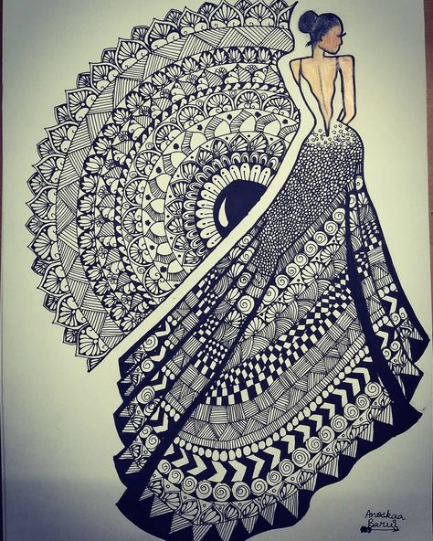 Mandala Dress, Line Art Lesson, Doodle Mandala, Mandala Drawings, Africa Art Design, Easy Mandala, Easy Mandala Drawing, Cubist Art, Boho Art Drawings