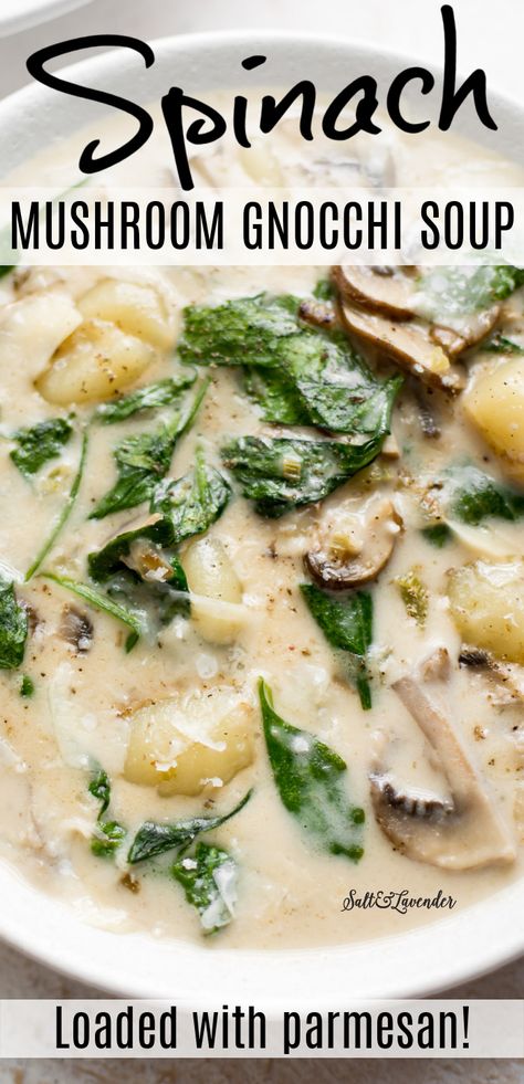 Spinach Gnocchi Soup, Soup Gnocchi, Spinach Gnocchi, Gnocchi Recipes Soup, Spinach Soup Recipe, Vegetarian Comfort Food, Chicken Gnocchi Soup, Gnocchi Soup, Spinach Soup