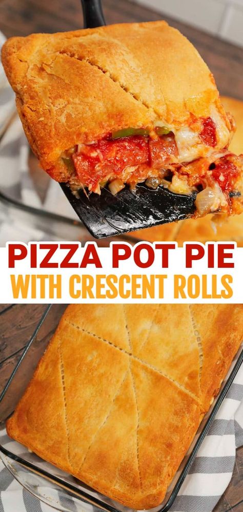 Pot Pie With Crescent Rolls, Pillsbury Pizza Crust Recipes, Pizza Dinner Recipes, Hamburger Potato Soup, Crescent Roll Recipes Dinner, Recipes Using Crescent Rolls, Pizza Pot Pie, Pepperoni Recipes, Crescent Roll Pizza