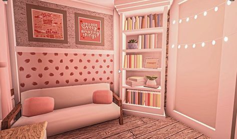 credit :: @flxreliayt on insta 🍓 | Unique house design, Chill room, Tiny house layout Bloxburg Chill Room Ideas, Bloxburg Chill Room, Chill Room Ideas, Bloxburg Inspiration, Bloxburg Interior, Blox Burg, Roblox House, Bloxburg Houses, Bloxburg Builds