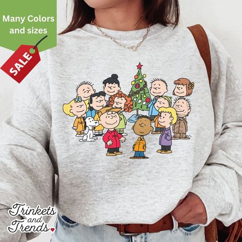 ETSY: TrinketsAndTrendsCo Peanuts Christmas, Cartoon Shirts, Retro Holiday, Retro Sweatshirts, Charlie Brown Christmas, Charlie Brown Peanuts, Merry Christmas Shirts, Holiday Sweatshirt, Sweatshirt Vintage