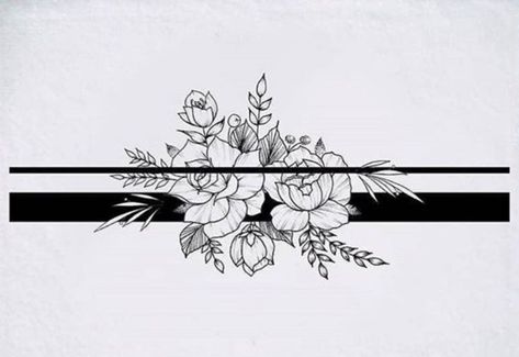 Floral Band Tattoo Design, Flower Band Tattoo Design, Beautiful Spine Tattoos, Sagittarius Tattoo Designs, Band Tattoos For Men, Cute Thigh Tattoos, Wrist Tattoo Cover Up, Spine Tattoo Ideas, Cuff Tattoo