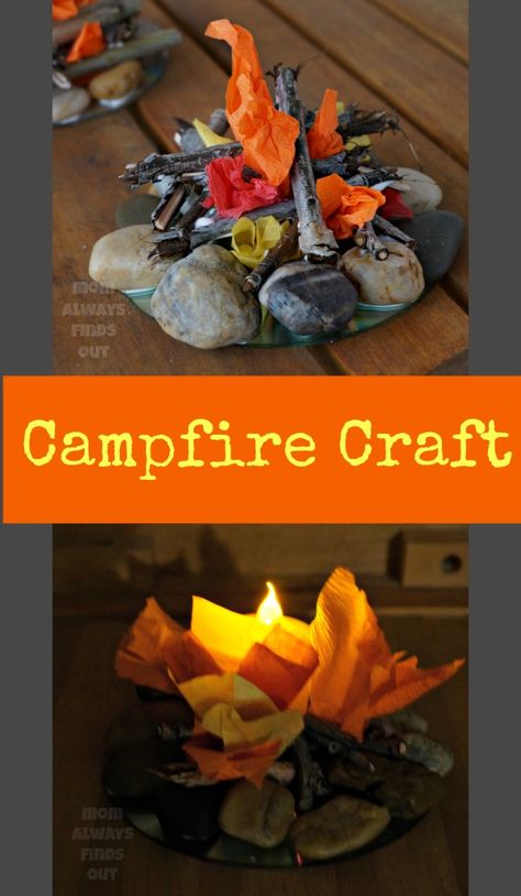 Campfire Craft and Camping Party Decor: Mini Campfire Camping Party Decor, Campfire Ideas, Fake Campfire, Camping Party Decorations, Campfire Party, Glow Stick Party, Tent Camping Hacks, Indoor Camping, Diy Glow