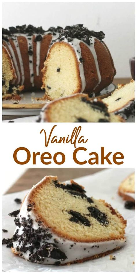 Vanilla Oreo Cake Recipe, Vanilla Oreo Cake, Simple Vanilla Cake, Vanilla Oreo, Oreo Desserts, Powdered Sugar Glaze, Oreo Recipes, Sugar Glaze, Gingerbread Recipe