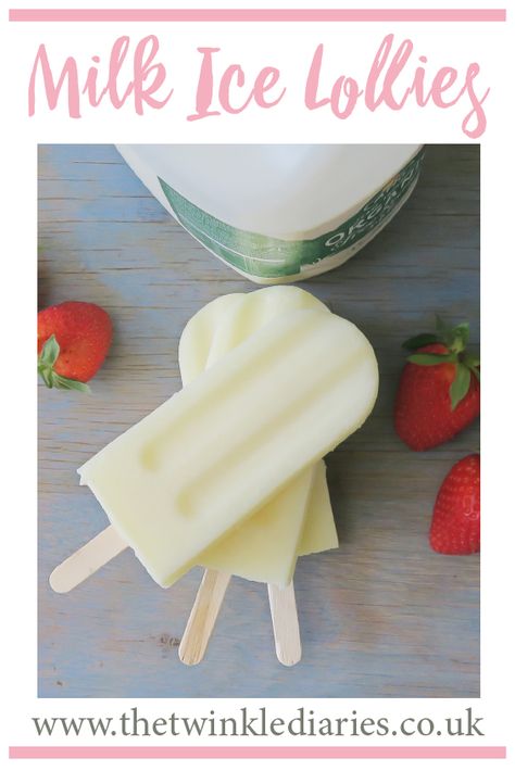 A really simple recipe for homemade mini milk ice lollies, containing just two ingredients! Mini Milk Ice Lollies, Milk Ice Pops Popsicle Recipes, Ice Cream Lollies Recipes, Milk Ice Lollies, Homemade Ice Lolly Recipes, How To Make Ice Lollies, Condensed Milk Popsicles, Homemade Ice Lollies, Simple Popsicle Recipes