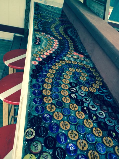 Beer Bottle Cap Backsplash, Bottle Cap Counter Top, Beer Bottle Cap Table, Bottle Cap Backsplash, Bottlecap Table, Bottle Cap Mosaic, Beer Cap Table, Bottle Cap Wall Art, Beer Bottle Cap Crafts