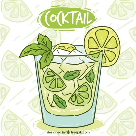 Mojito Background, Mojito Painting, Mojito Drawing, Drinks Drawing, 달력 디자인, Logo Design Inspiration Creative, Cocktail Art, Food Drawing, Vector Hand