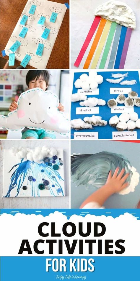 Dive into the wonderful world of weather with these amazing Cloud Activities for Kids! These fun and educational homeschool activities are perfect for sparking curiosity and fostering a love for science. Learn about different types of clouds, how they form, and much more. Types Of Clouds For Kids, Clouds Preschool, Clouds Activity, Clouds For Kids, Writing Activities For Preschoolers, Cloud Activities, Types Of Clouds, Weather Activities For Kids, Chemistry For Kids