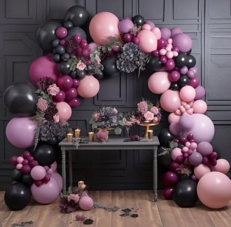 Amazon.com: Black Pink Purple Balloons Double Stuffed Pastel Lavender Lilac Balloon Garland Dusty Mauve Plum Balloon Arch Kit For Baby Shower Birthday Wedding Wednesday Party Decoration : Home & Kitchen Lilac Balloon Garland, Lavender Balloons, Lilac Balloons, Balloon Arch Kit, Violet Pastel, Pastel Lavender, Purple Balloons, Dusty Mauve, Rose Violette