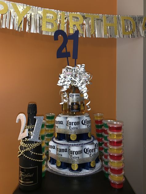 21 Twenty-First Birthday Gift Beer Tower Alcohol For Him Craft Beer Gift Basket, Beer Cake Tower, Beer Birthday Gifts, 21st Birthday Beer Cake, Diy 21st Birthday Gifts, 21st Birthday Shot Book, Beer Cakes, Beer Gifts Basket, Birthday Cake Alternatives