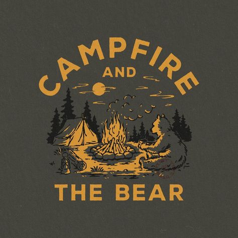 Smores Graphic Design, Granola Girl Illustration, Creative T Shirt Design Graphics, Camping Graphic Design, Campfire Illustration, Adventure Graphic Design, Vintage Camping Photos, Pa Logo, Campfire Design