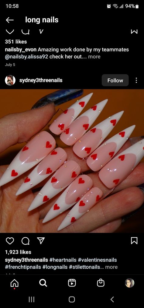 Long Almond Valentines Nails, Valentines Day Nails Stilleto, Anti Valentine’s Day Nails, Valentine’s Day Nails Stiletto, Valentines Day Nails Acrylic Stiletto, Heart Stiletto Nails, Valentine Stilleto Nails Designs, Vday Stilleto Nails, Cute Stilleto Nails