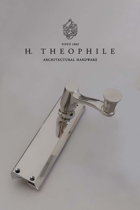 Classic Designs for Windows. Window Hardware by H. Theophile. H. Theophile offers a wide range of window hardware including sash lifts, sash locks, casement fasteners and casement stays. All pieces can be custom finished to match specific project requirements. Shown in polsihed nickel. Available in a range of finishes. Click through to browse the entire collection of window hardware in H. Theophile's online catalog. Casement Window Hardware, Casement Window, Hardware Colors, Casement Windows, Window Hardware, Contemporary Style, Classic Design, Door Handles, Bridge